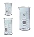 Glass Beaker Set, Tall Form, 3 Sizes - 50, 100 and 250ml, 3.3 Borosilicate Glass, Double Scale, Graduated, Karter Scientific 213F18