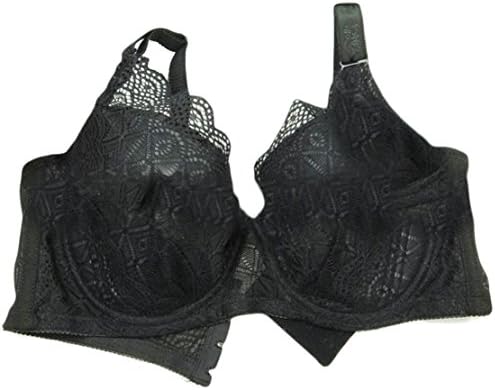 Papijam Womens Breathable Lace Cleavage Comfy Push Up Everyday Bras Black US 48F