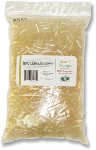 1000 Empty Vegetarian Vegetable Veg Capsules Size 1 Clear