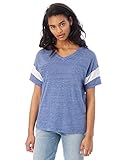 Alternative Women's Eco Jersey Powder Puff Tee, Eco Pacific Blue/Eco Ivory, X-Large