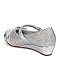 Little Angel DC35 Mix Media Glitter Flower Wedge Pump (Toddler/Little Girl/Big Girl) - Silver