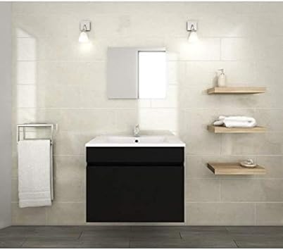Generique Luna Ensemble De Meubles De Salle De Bain Vasque Miroir Meuble Sous Vasque 60 Cm Noir Mat Amazon Fr Cuisine Maison
