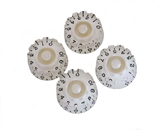 KAISH 4pcs White Knurled LP Guitar Speed Dial Knobs Control Knobs for Les Paul Guitars