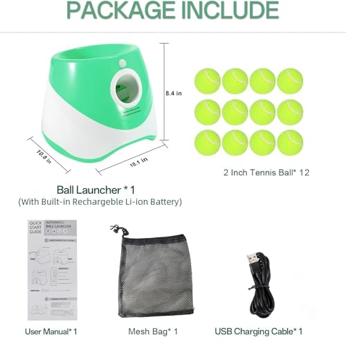 Automatic Dog Ball Launcher, Interactive Dog Toys Tennis Balls Thrower for Small and Medium-Sized Dogs, Green 26 * 27 * 21Cm