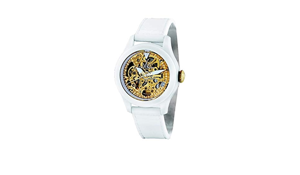 white skeleton watch