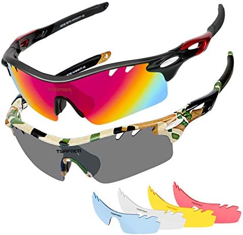 Polarized Sports Sunglasses 2 Pairs for Men Women Cycling Running Driving Fishing Golf Baseball