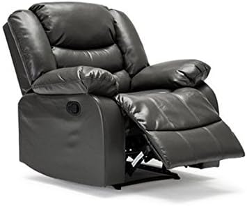 Hodleys Real Leather Recliner Armchair Sofa Home Lounge Chair Reclining Gaming (Black)