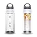 Bottled Joy Glass Water Bottle, Shatter-proof 16oz Leak-proof Lid Heat Insulated Reusable BPA-Free Smoothie Container Dishwasher Safe for Drinking Juice Beverage