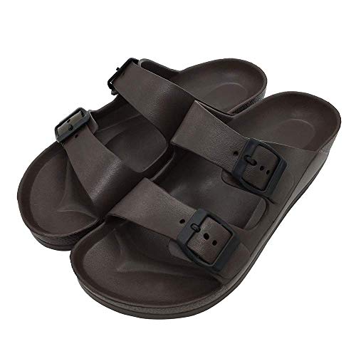 FUNKYMONKEY Women's Comfort Slides Double Buckle Adjustable EVA Flat