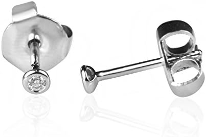 10K White Gold 0.05 Carat (CTW) Real Natural Round Cut White Diamond Stud Earrings for Women