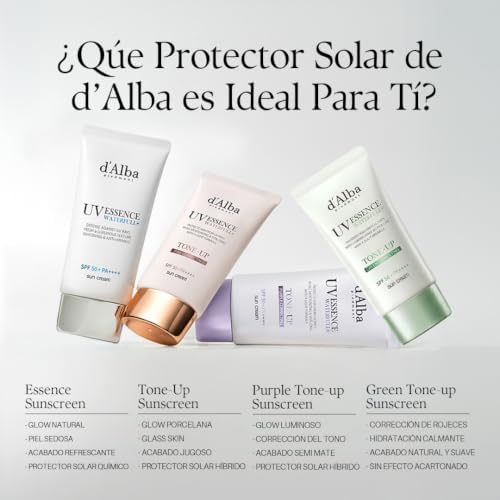 d'alba Loción Solar Tonificante Waterfull SPF50+PA++++ de Trufa Blanca italiana, Crema Solar Teñida con Filtros UV Veganos, Loción Solar Brillante e iluminadora, Skincare Coreano