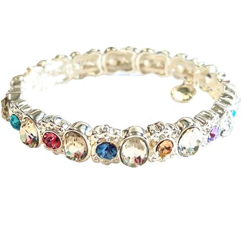 equilibrium Sparkling Multi Coloured Crystal Stretch Bracelet