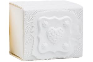 Biodegradable Burial Urn (Heart on Soft White Matte Swirl Paper, Small, 80 Cubic Inches 5”L x 4”W x 4”H)