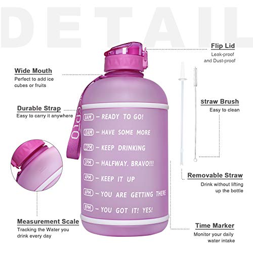 KEEPTO 1 Gallon Water Bottle with StrawMotivational Water Jug with
