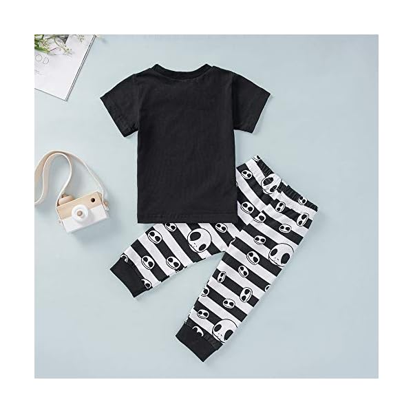 2Pcs Toddler Kids Baby Boys Girls Halloween Outfits Long Sleeve Nightmare T-Shirt Tops Skull Pants Clothes Set (18-24M… - Image 3