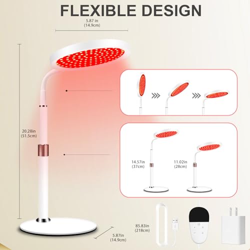 Red Light Therapy Lamp for Face, 100LEDs Red Light, 600nm & 850nm Infrared Light Lamp with 10/30/45 Timers, 360° Gooseneck Adjustment Led Light Therapy Lamp for Body/Back/Leg