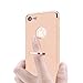 Qissy Case Compatible with iPhone 7 Case Ultra-Thin Hard Matte Shockproof 3 in 1 Ring Holder Kickstand PC Electroplate Cover Anti-Scratch for iPhone 7 4.7 inch (Gold)