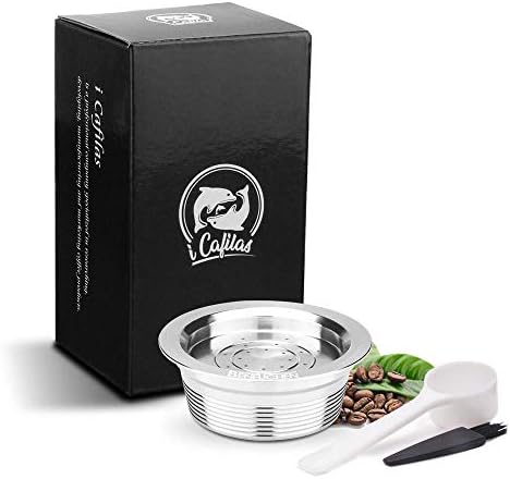 Vuffuw 3 PCS Refillable Reusable Coffee Capsule Set, Food Grade Stainless Steel Refillable Coffee Pod Filter Coffee Filter Cup Capsules Kit with,Coffee Spoon,Brush