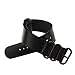 INFANTRY 22mm 5 Black Rings Genuine Leather Watch Strap Band Stainless Steel Buckle - Black