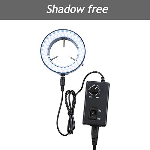 Micrl Microscope Ring Light Adjustable 60 LED Illuminator for Stereo Microscope & Camera
