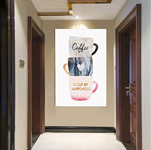 A Cup of Happiness Motivational Canvas Wall Art -Inspirational Wall Art Poster Quotes Canvas Prints Framed Ready to Hang for Home Bathroom Office Decor-12\