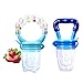 PChero Fresh Food Feeder Pacifier 2 Pack + 2pcs Pacifier Clips and 3pcs Free Food Grade Silicone Sucker, Infant Fruit Teething Toy - for Baby 3 Months and Up -[Boy Color]