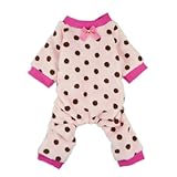 FurBaby Pink Cute Polka Dots Dog Coat for Pet Dog Pajamas Soft Winter Clothes, Small