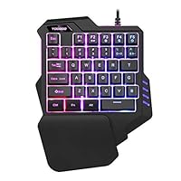 Jiecikou One-Handed LED Mechanical Gaming Keyboard Professional Gaming Keypad with Wrist Rest, 35 Keys Black