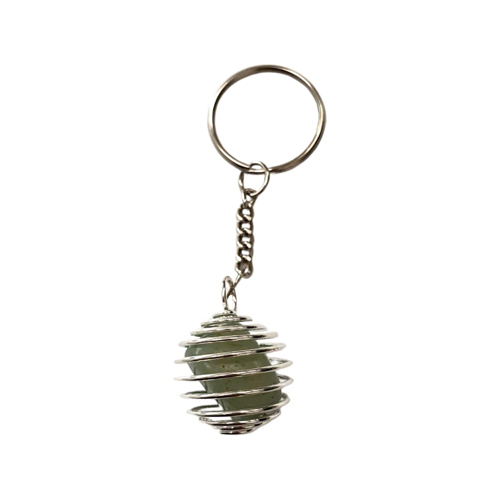 VIE Spiral Cage Tumble Keychain, Green Aventurine