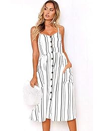 Vestido de verano con estampado floral, estilo informal, con botones y bolsillos