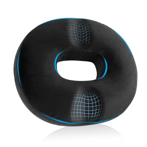 HOMCA Cushion for Coccyx Foam Hemorrhoids Cushion, Office Chair Cushion, Anti-decute Cushion for Office Seats, Wheelchair, Non-Slip Bottom, Washable Cover, Black