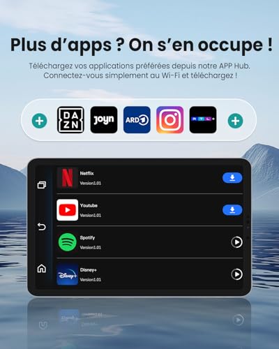 OTTOCAST Play2Video Ultra, 3-en-1 Boîtier AI pour Netflix/Youtube/Prime Video, Adaptateur CarPlay sans Fil & Android Auto avec clé USB, Wi-FI Dual Band, Bluetooth 5.4, 4Go+32Go, Plug & Play