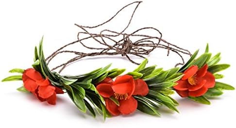 Daisyu Boho Flower Headband Hair Wreath Bridal Flower Crown Wedding Floral Crown Garland Halo (Mei red)