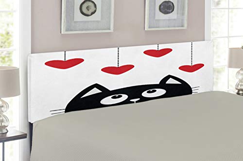 Amazon Com Lunarable Kawaii Headboard Monochrome Cat Silhouette