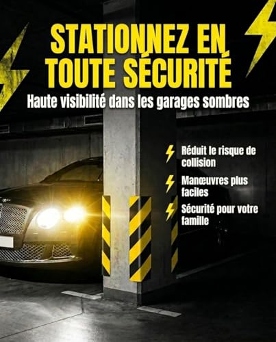 NOOGUI - Foam Garage Protection - Columns and Walls - High Density Foam 2 cm - Reflective Adhesive Yellow and Black - 40 x 15 x 2 cm - Shockproof Interior Car Parking - 6 Pieces