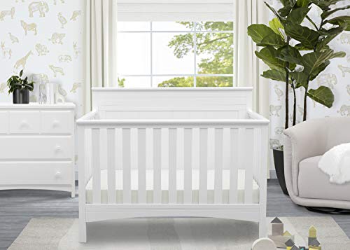Delta Children Fancy 4-in-1 Convertible Baby Crib - Greenguard Gold Certified, Bianca White