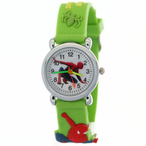 TimerMall Clear Numbers Hour Markers Spider Man Pattern Cute Style Kid's Watches