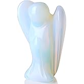 QINJIEJIE Opalite Angel Moonstone Crystals Carved Pocket Guardian Angel Polished Statue Peace Angel Figurine Healing Crystal Gift Meditation Protect Cute Decor Love Gift