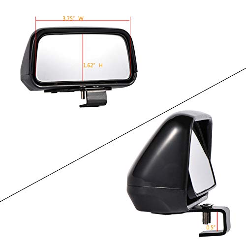 Blind Spot Mirror, 2 Pcs Black Rectangle Wide Adjustable Angle Convex Clip On Half Oval Rear View Conter Blind Spot Angle Auxiliary Mirrors For Car Truck SUVs Motorcycle