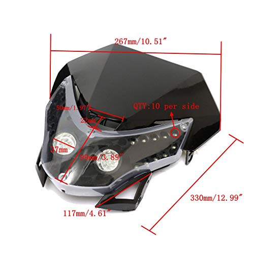 Miaomiaogo 12V Universal Motorcycle Headlights LED Dirtbike Motorcycle LED Headlight Fairing Light Replacement