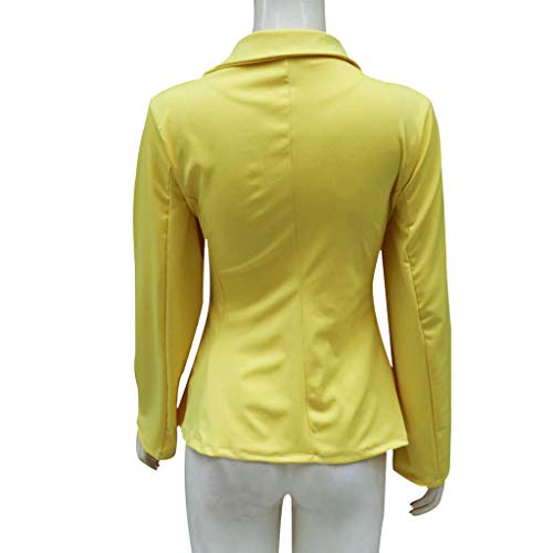 Sunward Womens Casual Work Office Open Front Bandage Blazer Jacket Yellow (XL, Yellow) - Thumbnail 6