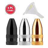 3 Pack Bundle | Posh Premium Metal Snuff Bullet (Anodized Aluminum) Travel Spice Storage with ConClarity Micro Funnel