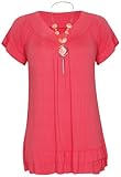 PurpleHanger Women's Short Frill Sleeve Bead Top Plus Size
