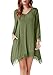 Invug Women Casual Soft Long Sleeve Pockets Lace Stretchy Swing T-Shirt Dress Army Green XL