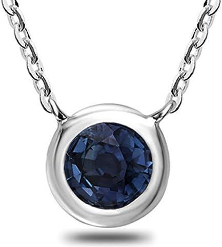 10K Gold and Blue Sapphire Pendant - 17" Cable Chain (white-gold, blue-sapphire)