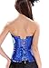 Senchanting Plus Size Women Overbust Satin Rhinestone Lace Up Corset Bustier(Blue,5XL)