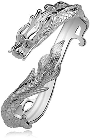 925 Sterling Silver Dragon Round Cuff Bracelet for Women Foviza Jewelry Gift
