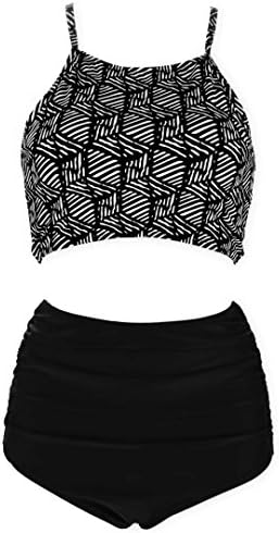 TRANGEL High Waisted Cross Back Ruched Swimsuit For Women
