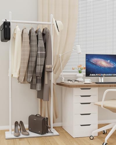 ENUMAIL Standing Coat Rack, Modern Freestanding Hangers with Thick Rock Bottom Plate, Clothes Hanger for Office, Bedroom, 175cm, White, Large