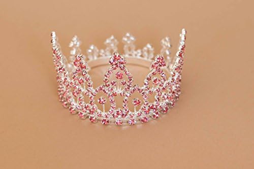 Mini Tiara Crown For Newborn Baby Photo Prop Crystal Flower Girl Crown Pink 4005